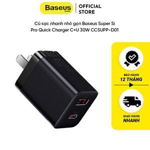 Củ sạc nhanh Baseus Super Si Pro Quick Charger C+U 30W