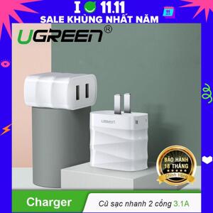 Củ sạc nhanh Dual USB 3.1A + 2.4A Ugreen 50955