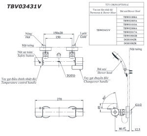 Củ sen tắm nhiệt độ Toto TBV03431V