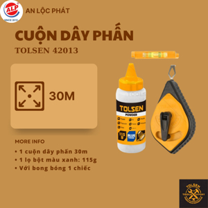 Cuộn dây phấn 30m có thước thủy Tolsen 42013