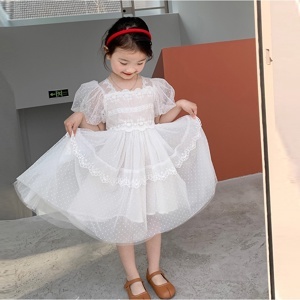 Đầm công chúa ren phối voan cho bé