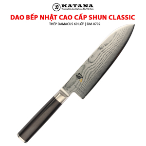 Dao bếp Nhật Shun Classic Santoku - Dao thái đa năng thép Damascuss 69 lớp DM0702 (180mm)
