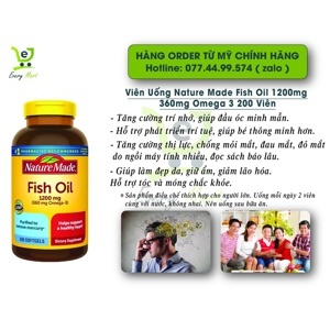 Dầu cá Nature Made Fish Oil Omega 3 - 1200mg , 200 viên