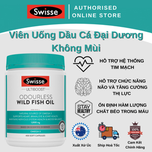 Dầu cá không mùi Swisse Ultiboost Odourless Wild Fish Oil 1000mg 400 viên