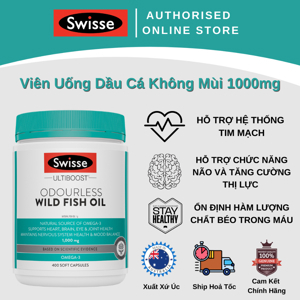 Dầu cá không mùi Swisse Ultiboost Odourless Wild Fish Oil 1000mg 400 viên