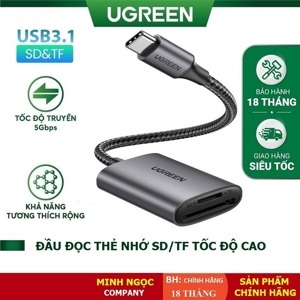 Đầu đọc thẻ nhớ SD/TF chuẩn USB 3.1 Ugreen 80888