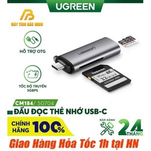 Đầu đọc thẻ SD/TF USB type-C Ugreen 50704