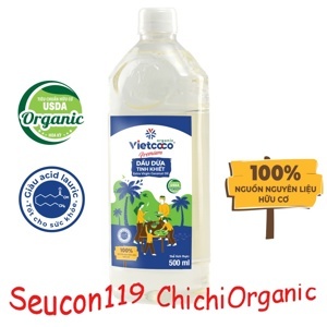 Dầu dừa nguyên chất Organic Vietcoco chai 500ml