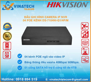 Đầu ghi hình camera IP PoE Hikvision DS-7104NI-Q1/4P/M - 4 kênh