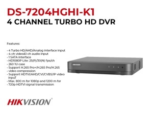 Đầu ghi hình Hikvision DS-7104HGHI-F1 - 3.0 magapixel , 4 kênh