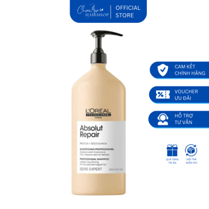 Dầu gội chăm sóc tóc hư tổn Loreal Absolut Repair Lipidium 500ml