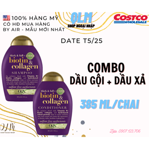 Dầu gội và dầu xả OGX Thick and Full Biotin and Collagen Shampoo 385ml