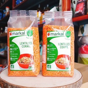 Đậu lăng đỏ cam hữu cơ Markal 500g