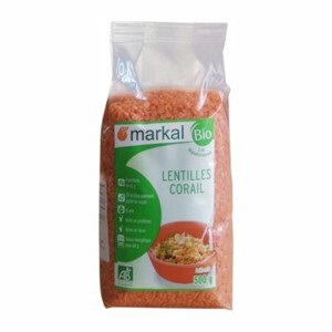 Đậu lăng đỏ cam hữu cơ Markal 500g