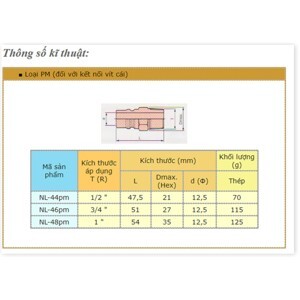 Đầu nối nhanh 1/2″ ren ngoài NKC NL-44PM