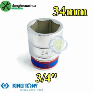 Đầu tuýp 6 góc 3/4″ Kingtony 633534M, 34mm