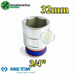 Đầu tuýp 6 góc 3/4" Kingtony 633532M, 32mm