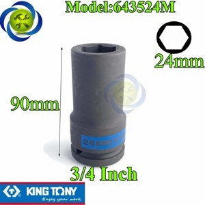 Đầu tuýp đen dài 3/4 inch lục giác Kingtony 643524M