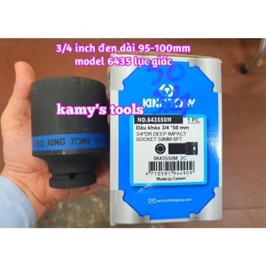 Đầu tuýp đen dài 3/4 inch lục giác 50mm Kingtony 643550M