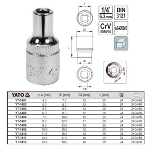 Đầu tuýp loại ngắn Yato YT-1401