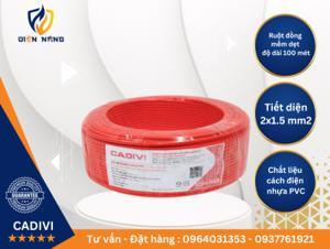 Dây cáp điện bọc nhựa CADIVI  VCmo 2×1.5 (2×30/0.25)