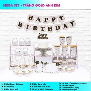 Dây chữ happy birthday gold ánh kim