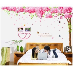 Decal dán tường Cây đào hồng Bin Bin PK319
