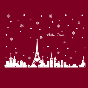 Decal dán tường thành phố Paris mùa đông BinBin PK149 60 x 90 cm