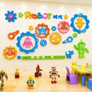 Decal trang trí dán tường Robot 3D