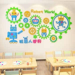 Decal trang trí dán tường Robot 3D