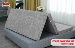 Đệm bông ép Korea vỏ gấm 3 mảnh