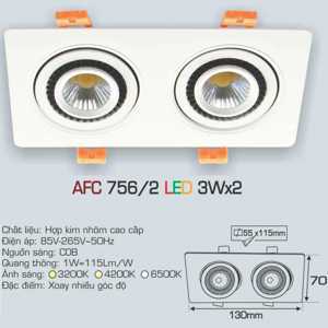 Đèn âm trần downlight Anfaco AFC-756/2 3WX2 1C