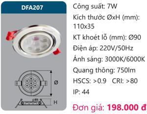 Đèn âm trần led chiếu điểm Duhal DFA207 7w