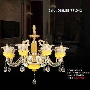 Đèn chùm chao thủy tinh cao cấp decor phòng khách 8630/8