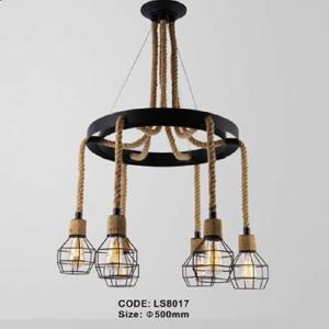 Đèn chùm dây thừng gỗ tự nhiên LS8017