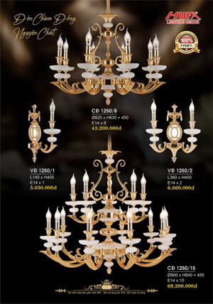Đèn chùm đồng CĐ 1250/15