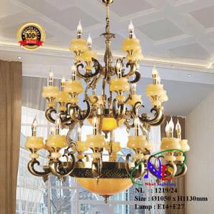 Đèn chùm nến cao cấp vàng đồng 1219/24