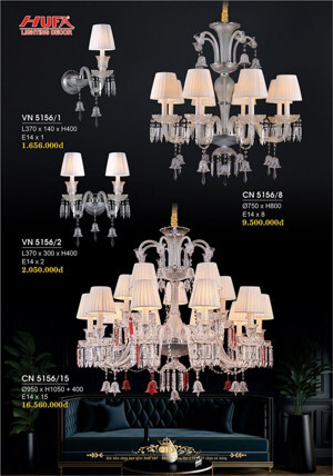 Đèn chùm pha lê nến CN 5156/15