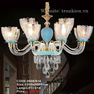Đèn chùm thủy tinh trang trí khách sạn 8608/8+4