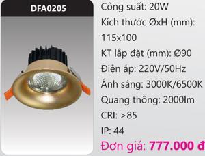 Đèn downlight chiếu sâu trần cao Duhal DFA0205 - 20W