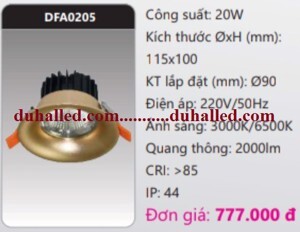 Đèn downlight chiếu sâu trần cao Duhal DFA0205 - 20W