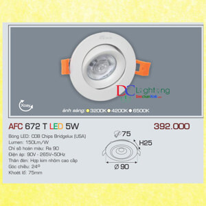 Đèn downlight led 1 chế độ  AFC 672T 5W