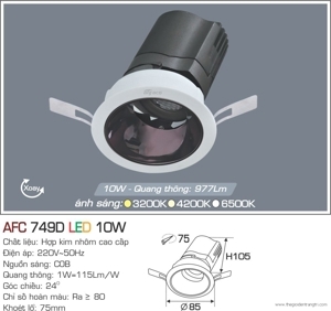 Đèn downlight led 1 chế độ  AFC 749D 10W