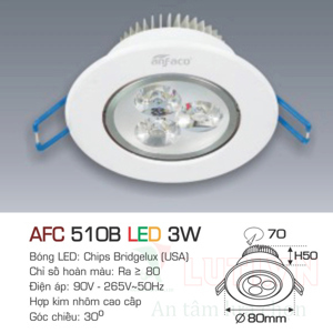 Đèn led âm trần Anfaco AFC 510B - 3W