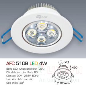 Đèn led âm trần Anfaco AFC 510B - 4W