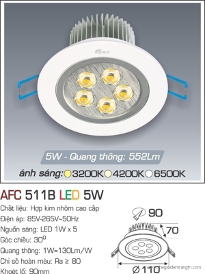 Đèn led âm trần Anfaco AFC 511B - 5W