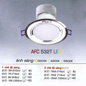 Đèn led âm trần Anfaco AFC 532T - 12W 3CĐ