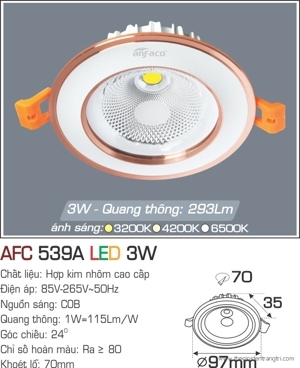 Đèn led âm trần Anfaco AFC 539A - 3W