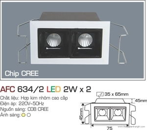 Đèn led âm trần Anfaco AFC 634/2 - 2W