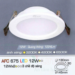 Đèn led âm trần Anfaco AFC 675 - 12W 3CĐ